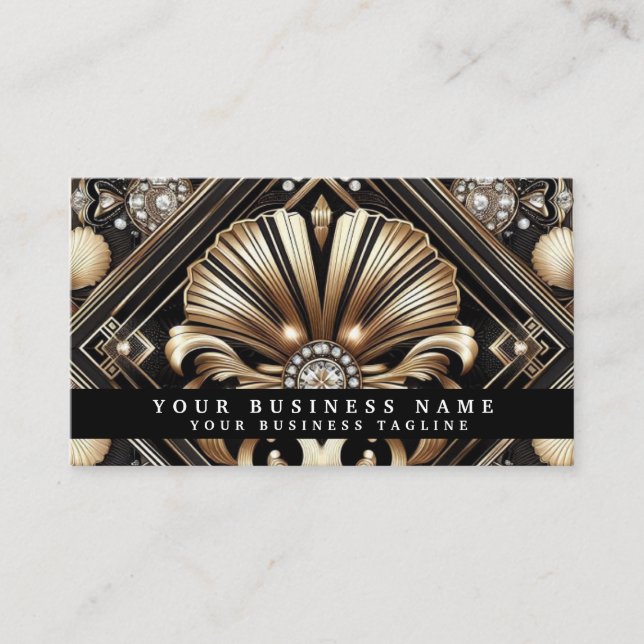 Luxury QR Code Art Deco Business Cards (Front)