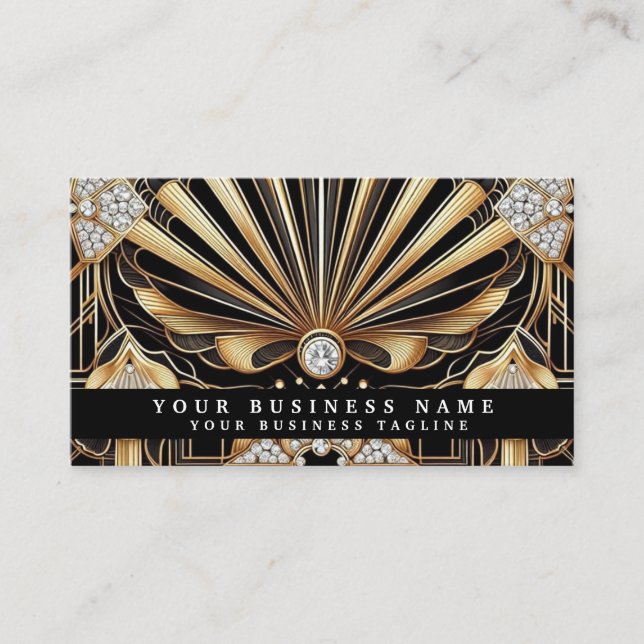 Luxury QR Code Art Deco Business Cards (Front)
