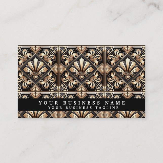 Luxury QR Code Art Deco Business Cards (Front)