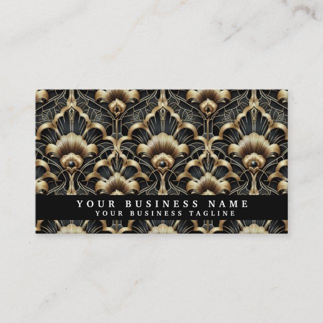Luxury QR Code Art Deco Business Cards (Front)
