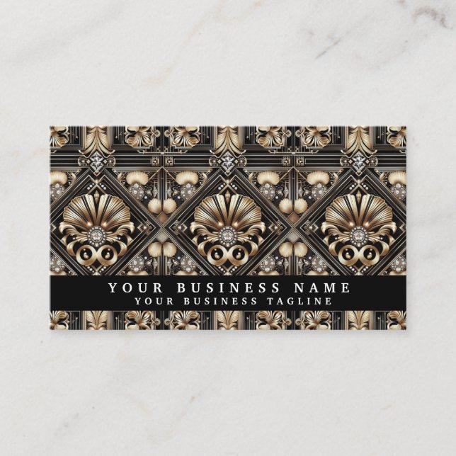 Luxury QR Code Art Deco Business Cards (Front)