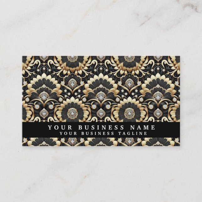 Luxury QR Code Art Deco Business Cards (Front)