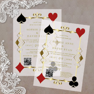 Luxury QR Code Roaring 20s Art Deco Wedding Vellum Invitations