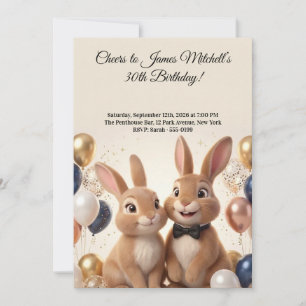 Luxury Rabbit Birthday Party Invitation