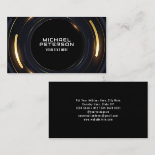 Luxury Radial Gold Line, Modern Futuristic Black Business Card