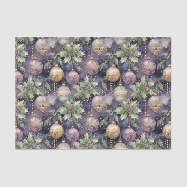 Luxury Radiance Purple and Gold Christmas Splendou Tissue Paper (Front)