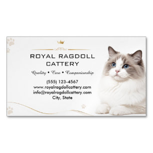 Luxury Ragdoll Cat Breeder Magnetic Business Card