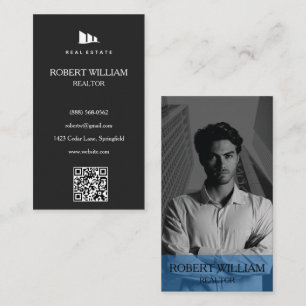 Luxury Real Estate Agent Advisor Vertical QR Code Business Card