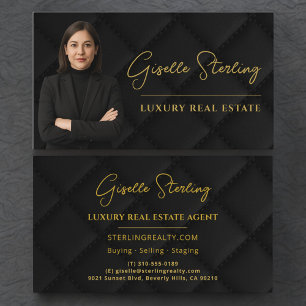 Luxury Real Estate Agent Broker Black Gold Business Card