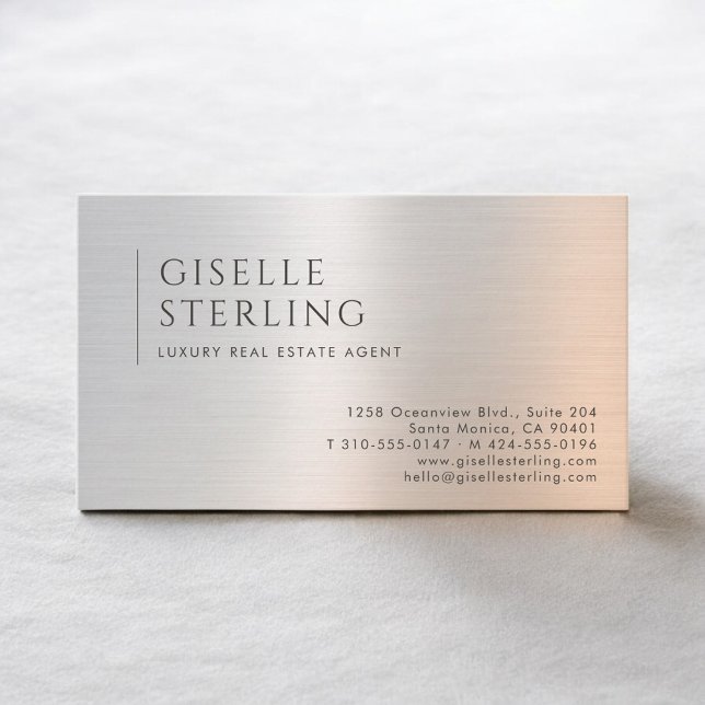Luxury Real Estate Agent Brushed Metal Business Card (Creator Uploaded)
