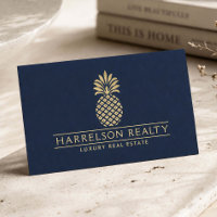 Luxury Real Estate Agent Gold Pineapple Logo Navy