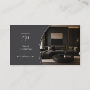 Luxury Real Estate Agent Monogram QR Code Business Card