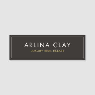 Luxury Real Estate Agent Name Tag Modern Black