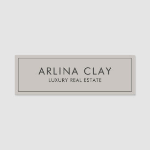 Luxury Real Estate Agent Name Tag Modern Greige