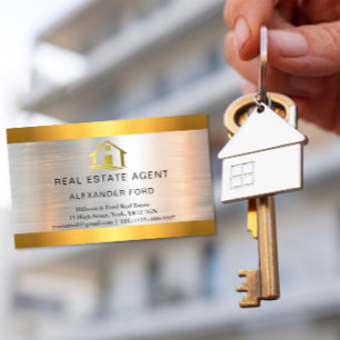 luxury Real Estate Agent silver Metallic Gold Magnetic Business Card