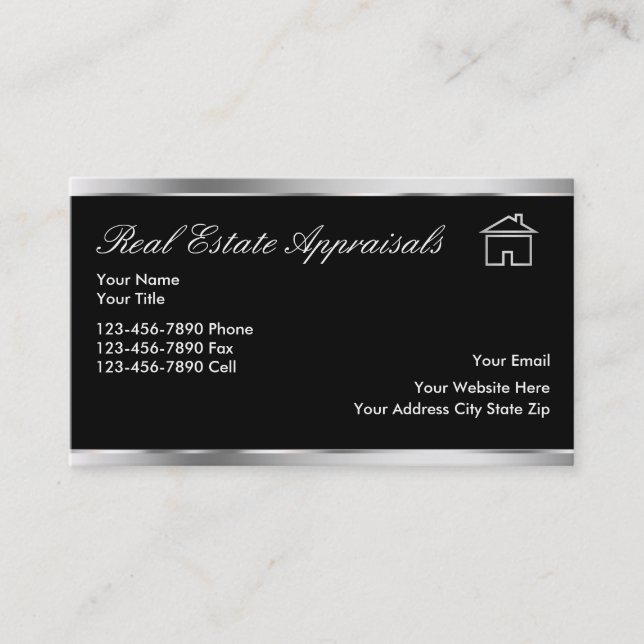 Luxury Real Estate Appraiser Business Cards (Front)