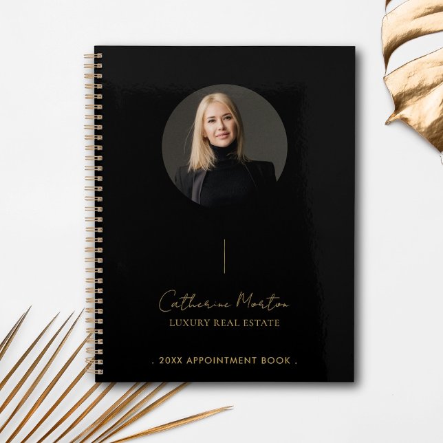 Luxury Real Estate Black Gold Appointment Book Planner (Luxury Script Black Gold Real Estate Appointment Book For Real Estate Agents & Brokers)