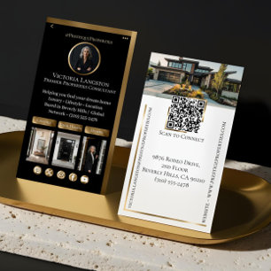 Luxury Real Estate Black Gold Social Media Photos Business Card