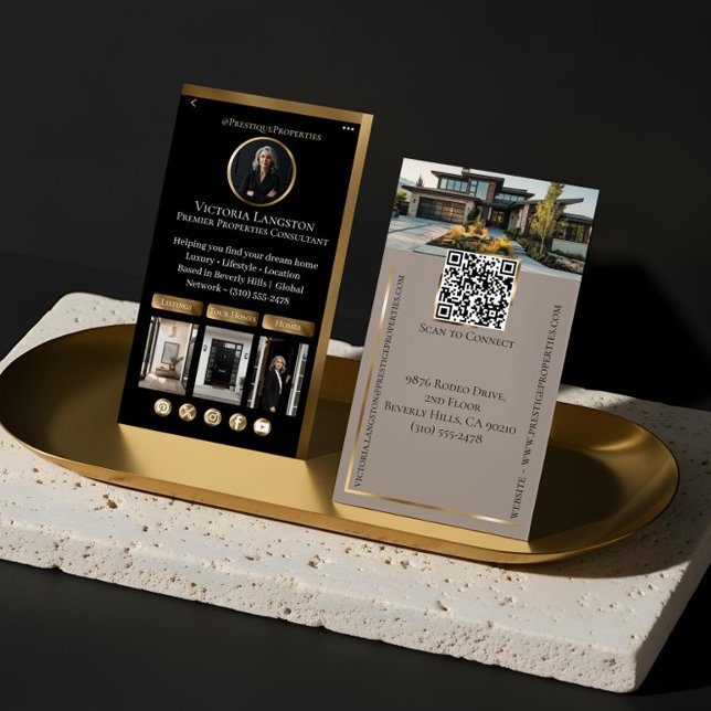Luxury Real Estate Black Gold Social Media Photos Business Card (Luxury Real Estate Black Gold Social Media Photos Business Card)