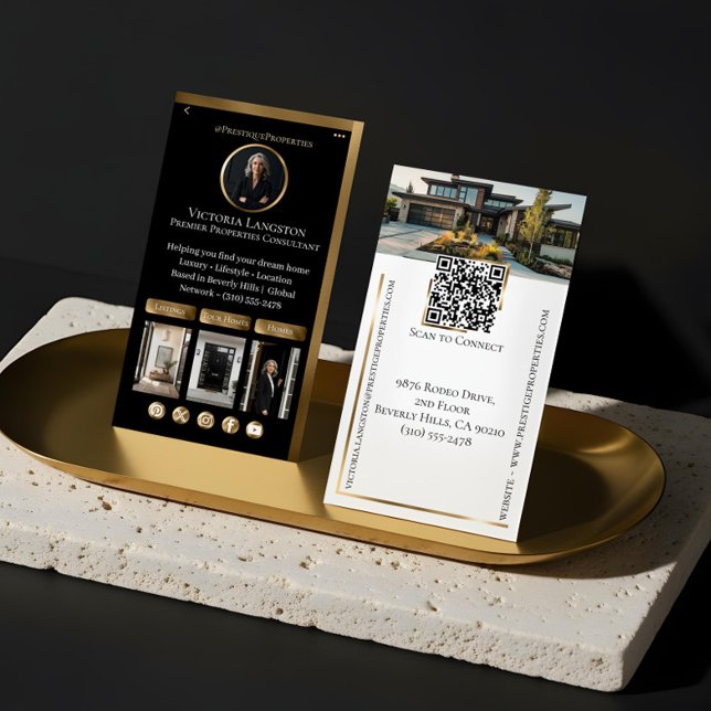 Luxury Real Estate Black Gold Social Media Photos Business Card (Luxury Real Estate Black Gold Social Media Photos Business Card)
