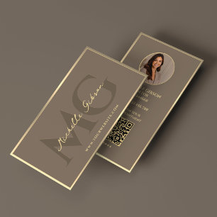 Luxury Real Estate Broker Branding Taupe Faux Gold Business Card