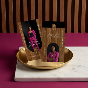 Luxury Real Estate Elegant Woodgrain & Gold Photo Business Card