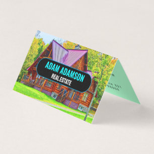 Luxury Real Estate (QR Code) House Realtor Folded Business Card