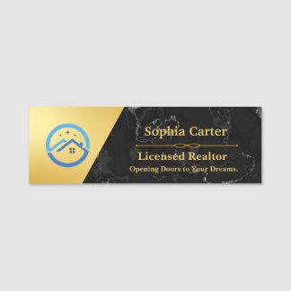 Luxury Real Estate Realtor Name Tag | Marble look