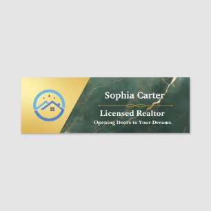Luxury Real Estate Realtor Name Tag Marble look