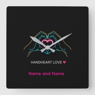 Luxury Realistic Couple Holding Hands Gold Ring An Square Wall Clock