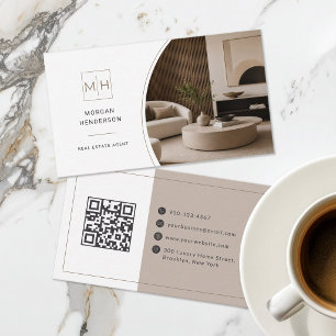 Luxury Realtor Property Photo QR Code Business Card