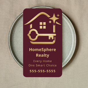 Luxury Realtor Real Estate Agent Broker Burgundy Business Card