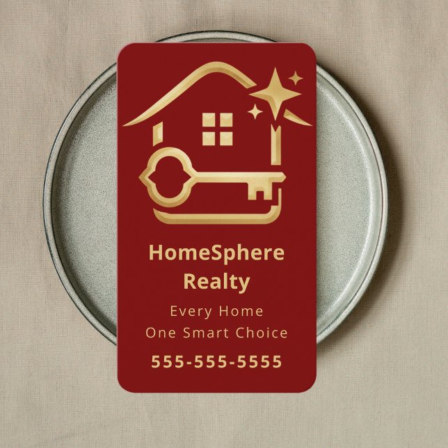 Luxury Realtor Real Estate Agent Broker Deep Red Business Card (Creator Uploaded)