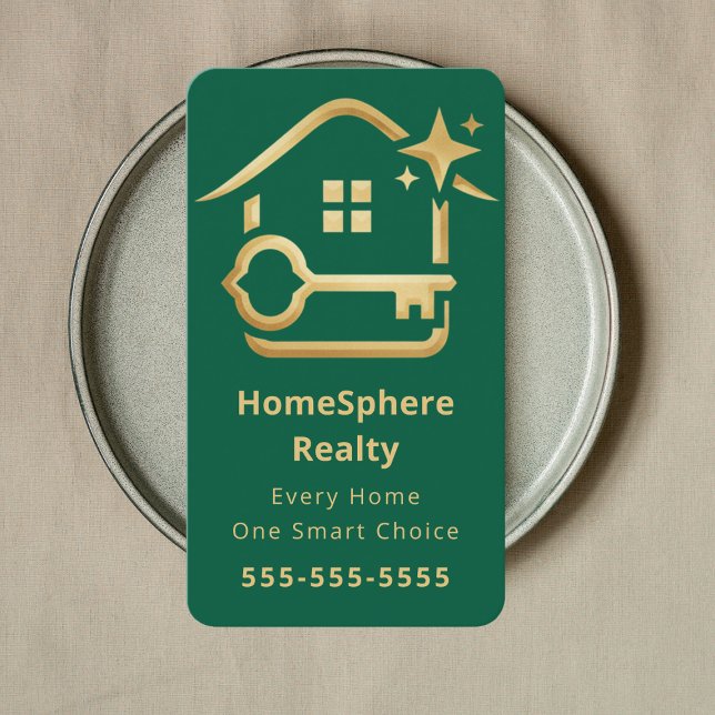 Luxury Realtor Real Estate Agent Broker Green Business Card (Creator Uploaded)