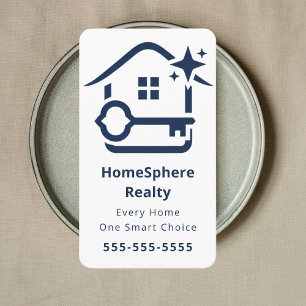 Luxury Realtor Real Estate Agent Broker White Navy Business Card