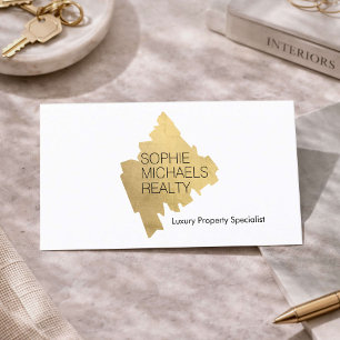 Luxury Realtor Real Estate Gold Modern White Business Card