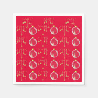 Luxury Red and Gold Bauble Christmas Napkin