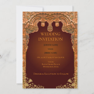 Luxury Red and Gold Wedding Invitation