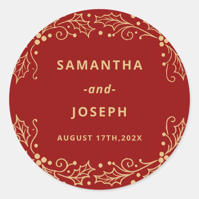 Luxury Red & Antique-Gold Wedding Envelope Seal (Front)