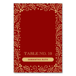 Luxury Red & Antique Gold Wedding Place Card