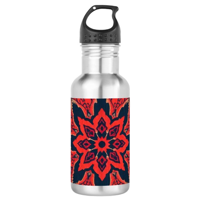 Luxury Red Blue Ornate Persian Medallion Pattern 532 Ml Water Bottle (Front)