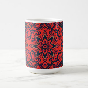 Luxury Red Blue Ornate Persian Medallion Pattern Coffee Mug