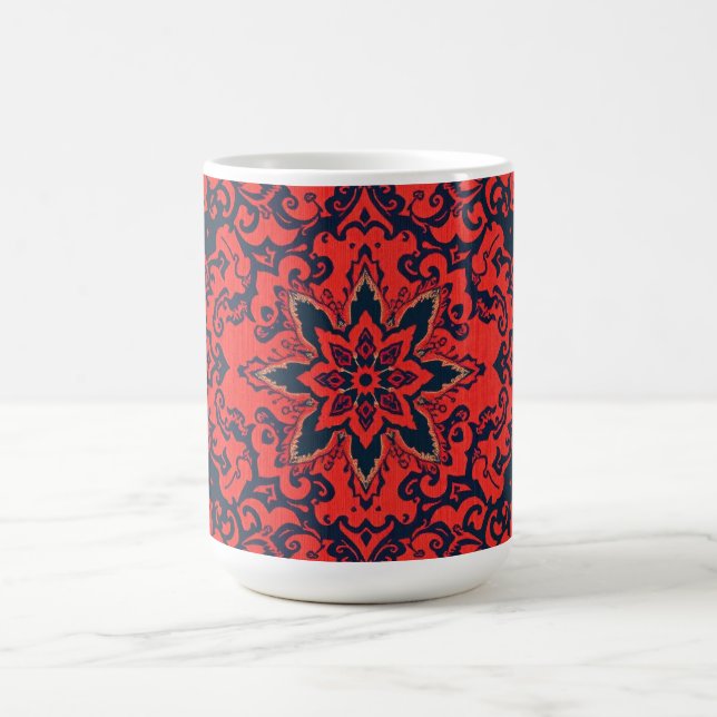 Luxury Red Blue Ornate Persian Medallion Pattern Coffee Mug (Center)