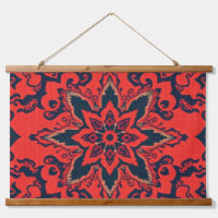 Luxury Red Blue Ornate Persian Medallion Pattern
