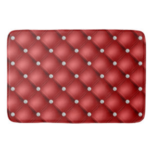 Luxury Red Diamond Tufted Pattern Bath Mat