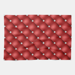 Luxury Red Diamond Tufted Pattern Tea Towel
