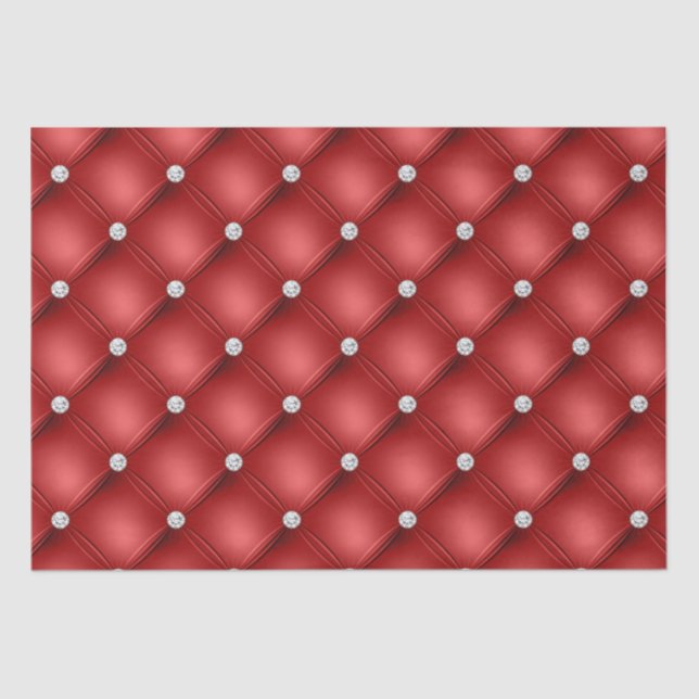 Luxury Red Diamond Tufted Pattern Tissue Paper (Front)