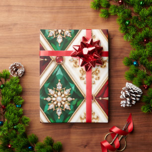 Luxury Red Emerald Christmas Wrapping Paper