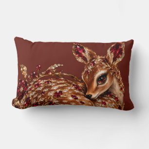 Luxury Red Gold Deer Art Lumbar Cushion
