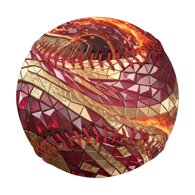 Luxury Red Gold Mosaic Baseball (Front)